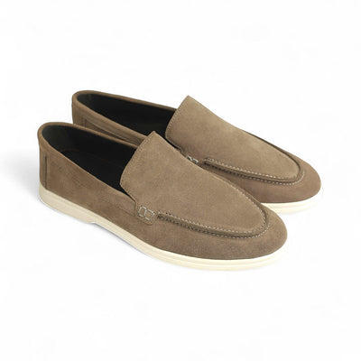 Suede Leather Loafers Silver