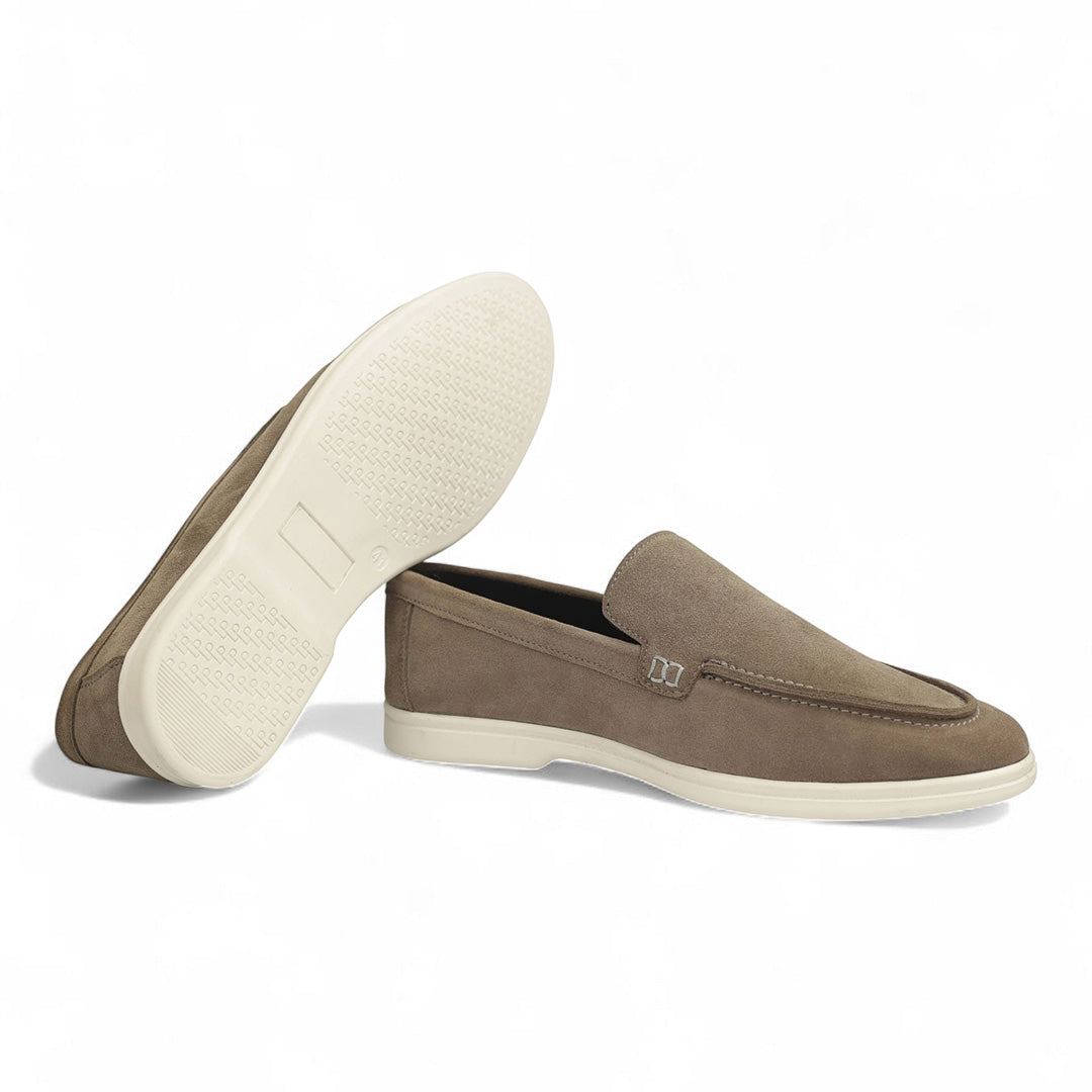 Suede Leather Loafers Silver