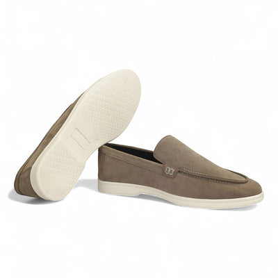 Suede Leather Loafers Silver