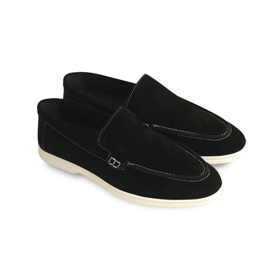 Suede Leather Loafers Black