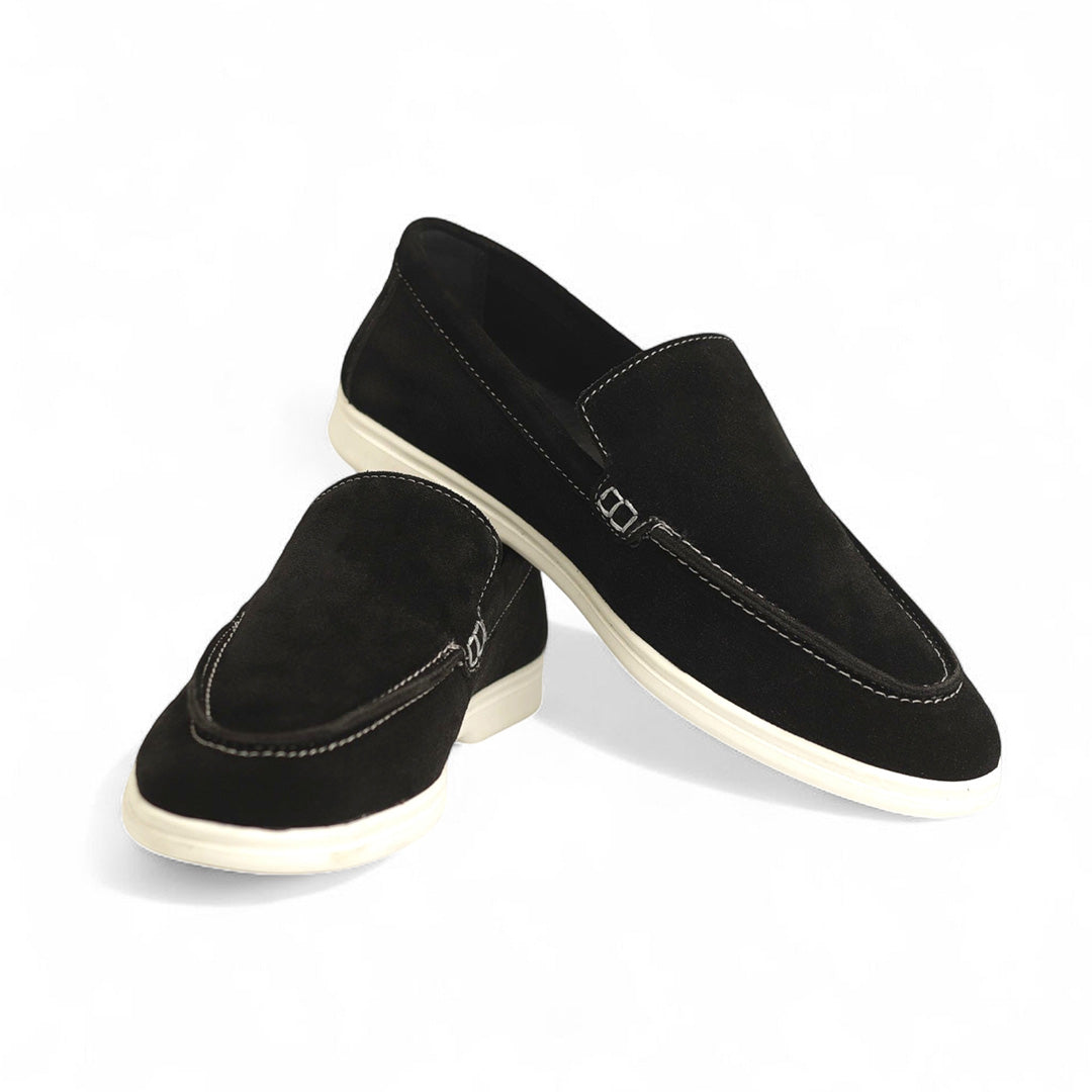 Suede Leather Loafers Black