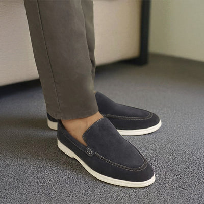 Suede Leather Loafers Blue