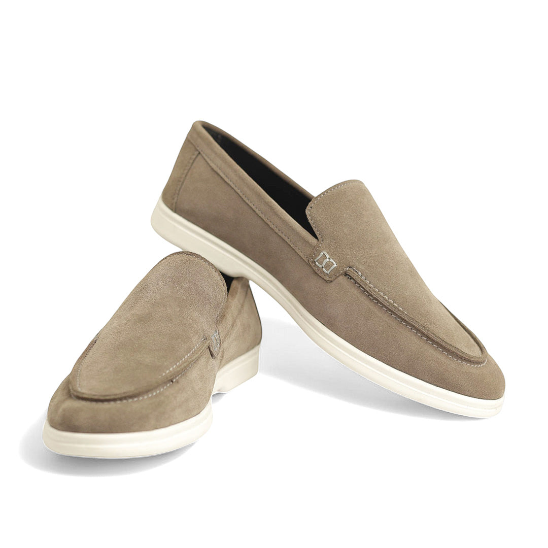 Suede Leather Loafers Silver