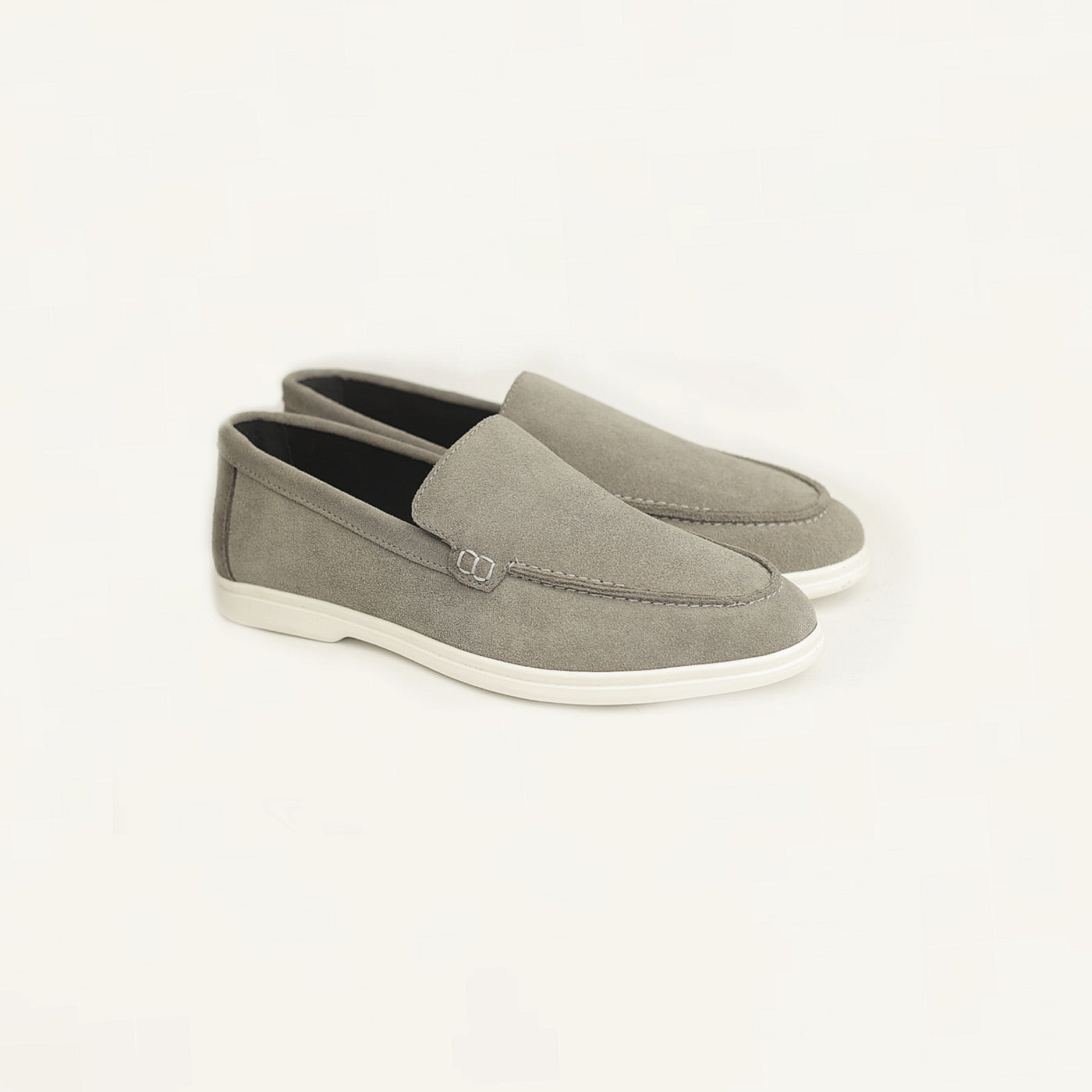 Suede Leather Loafers Silver