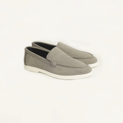 Suede Leather Loafers Silver