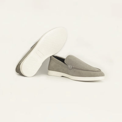 Suede Leather Loafers Silver