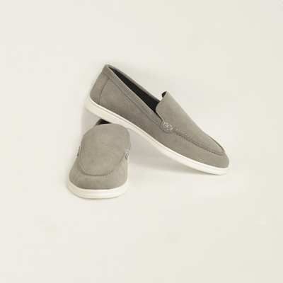 Suede Leather Loafers Silver