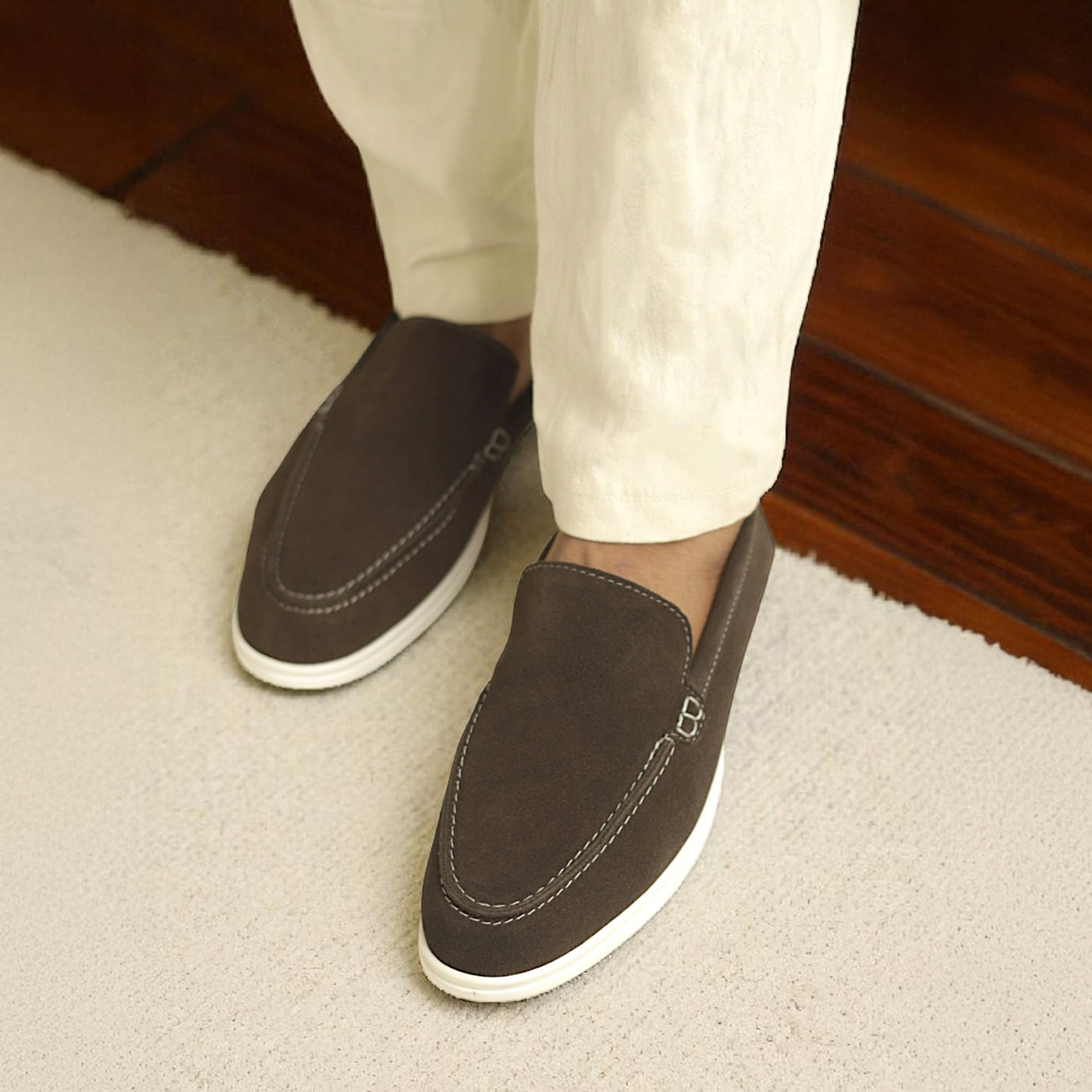 Suede Leather Loafers Brown